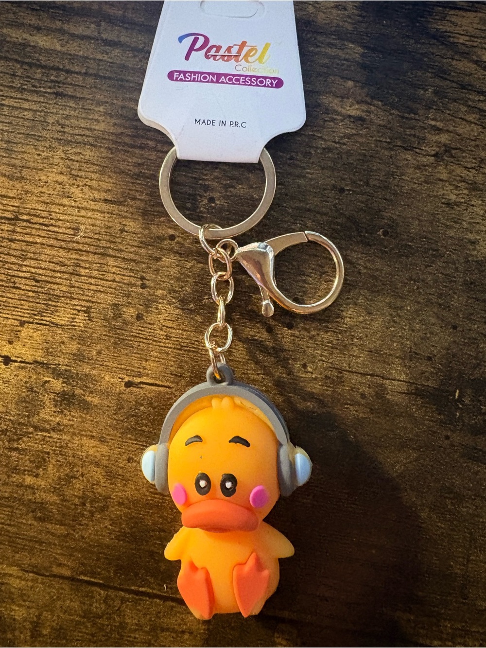 Pascal collections Yellow Duck Keychain with Gray Headphones
